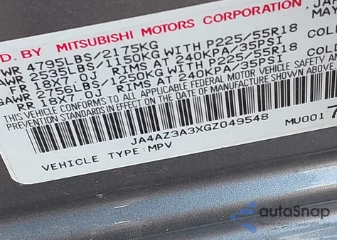 2016 Mitsubishi Outlander Es from USA, damaged, VIN JA4AZ3A3XGZ049548